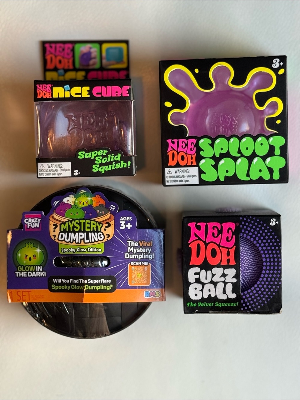 Needoh Halloween Fuzz Ball RMS Spooky Glow Dumpling Purple Sploot Splat Cube 💜